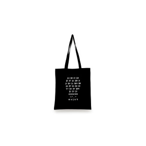 Geanta Tote Bag, Alfabet, Oktane®, Negru, 37x28 cm